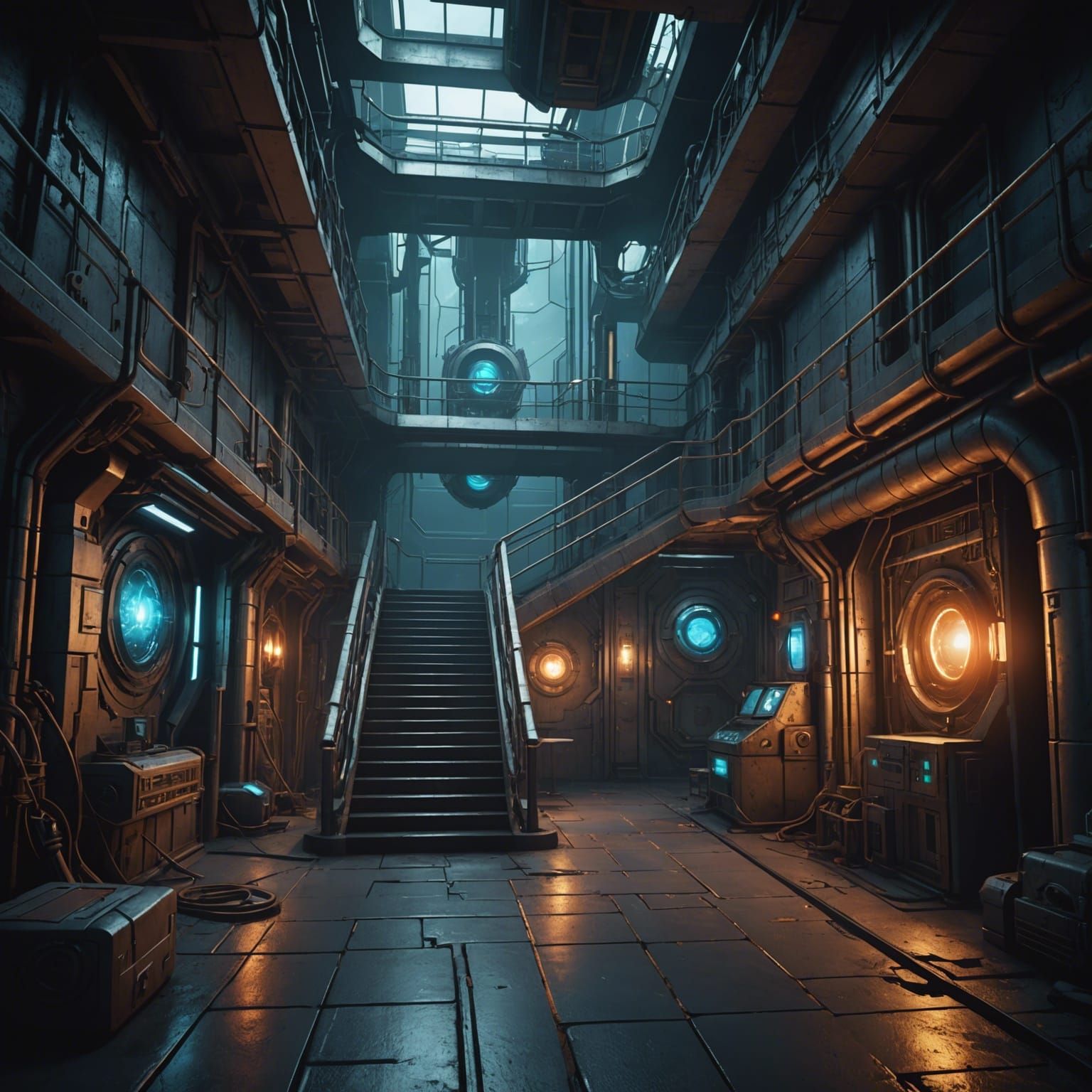 Futuristic Secret Underground Lab with Advanced Tech