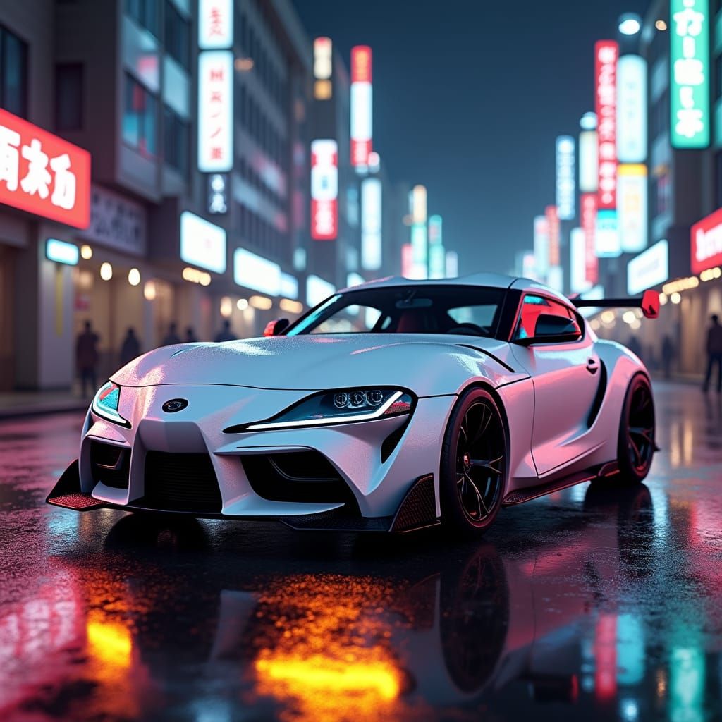 Liberty Walk Supra in Rainy Cyberpunk Japan