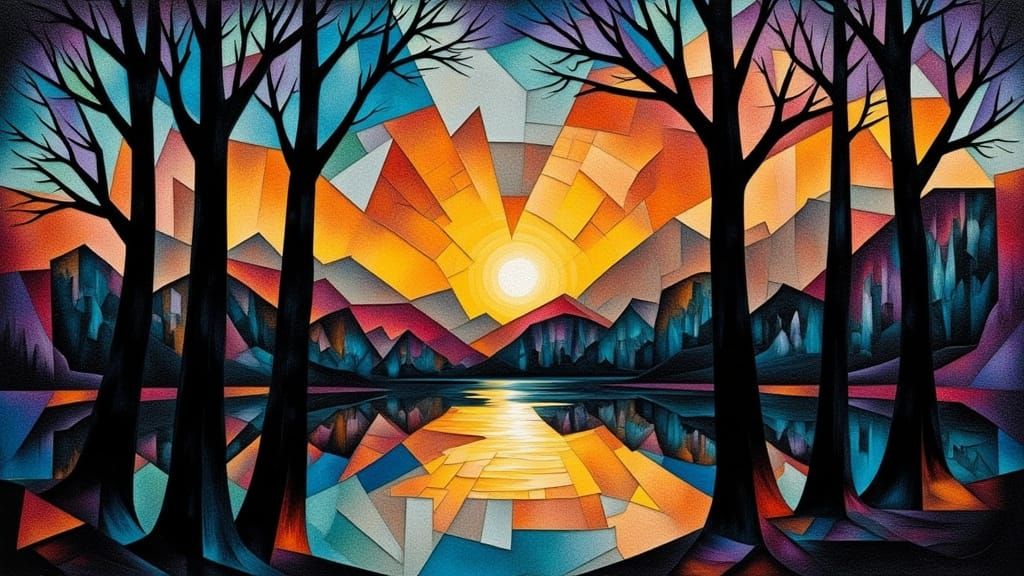 overlays of basic shaped patterns: textured paper collage: c...