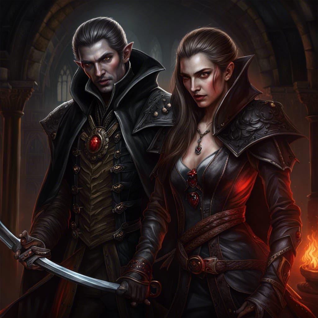 Vampire Hunter and Vampire Dramatic Confrontation