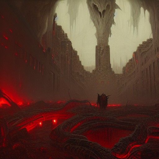 Lovecraftian Doom Cityscape by Rutkowski, Doré