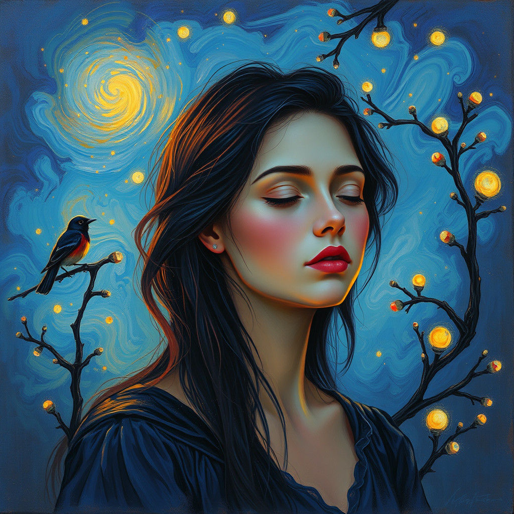 Dreamy Twilight Scene in Impressionist Style