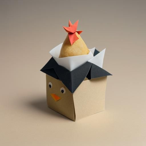 Origami Chicken Nugget Character in Soft Focus