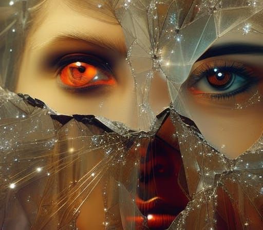 Broken Heart in Glass: Surreal Photorealistic Portrait