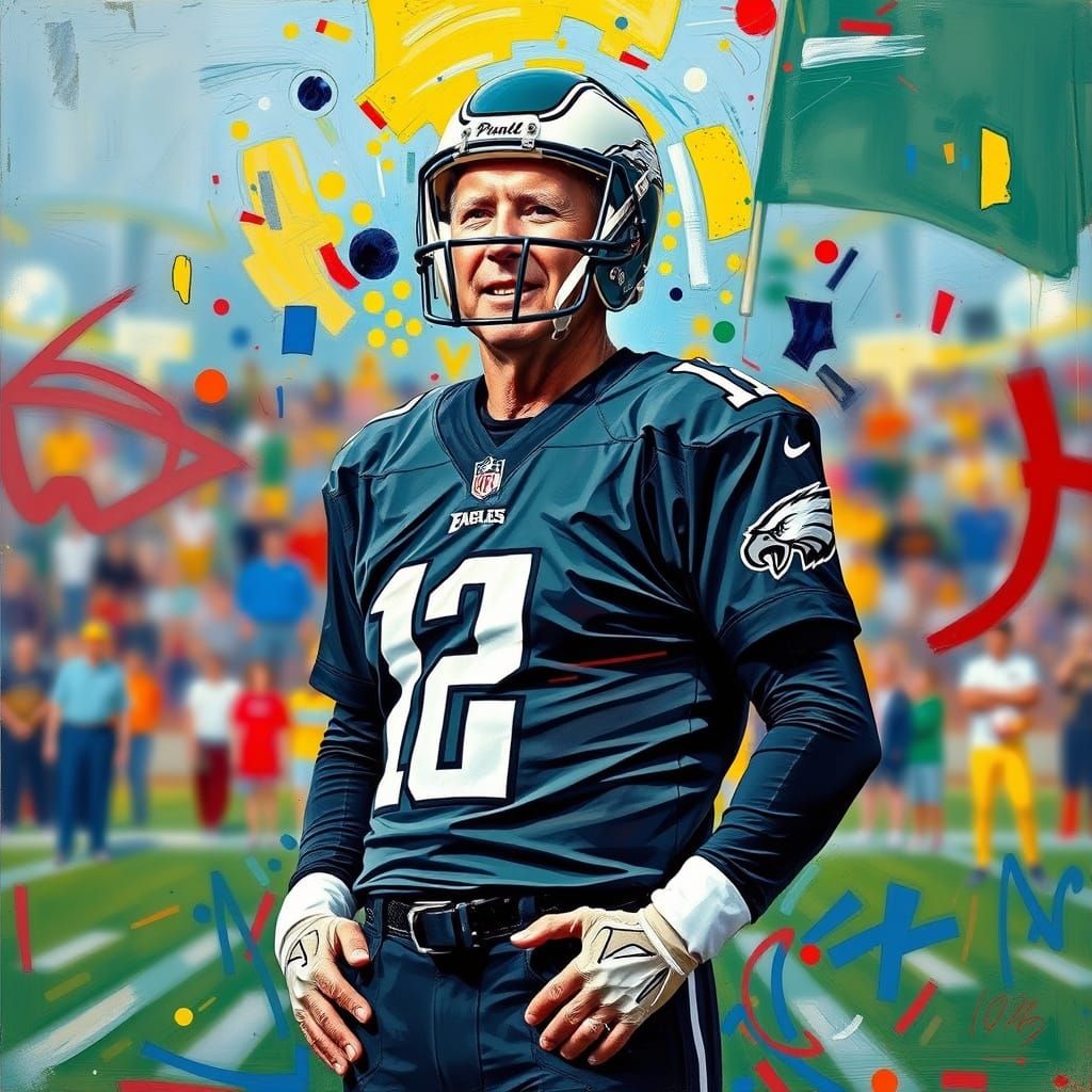 Eagles Quarterback Joe Biden in Vibrant Gridiron Scene