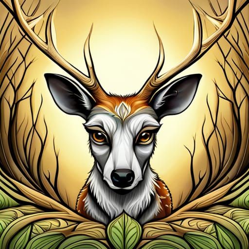 Cute Fluffy Fawn with Doe Eyes: Burtonesque Style