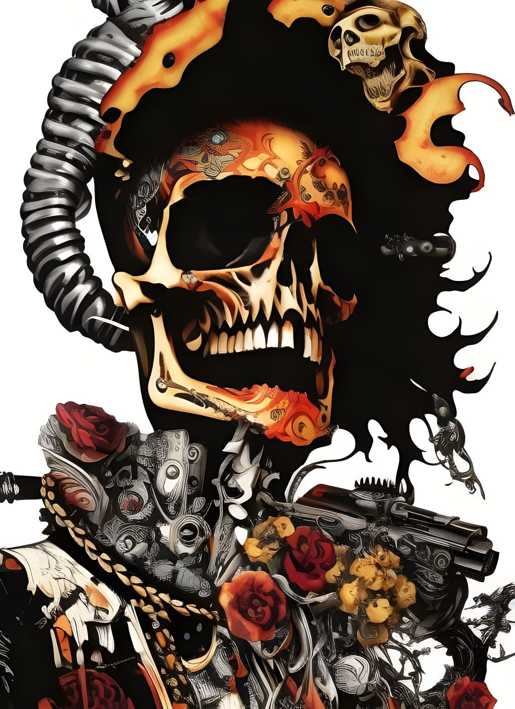 Hyperdetailed Punk Skull Biker in Sci-Fi Style