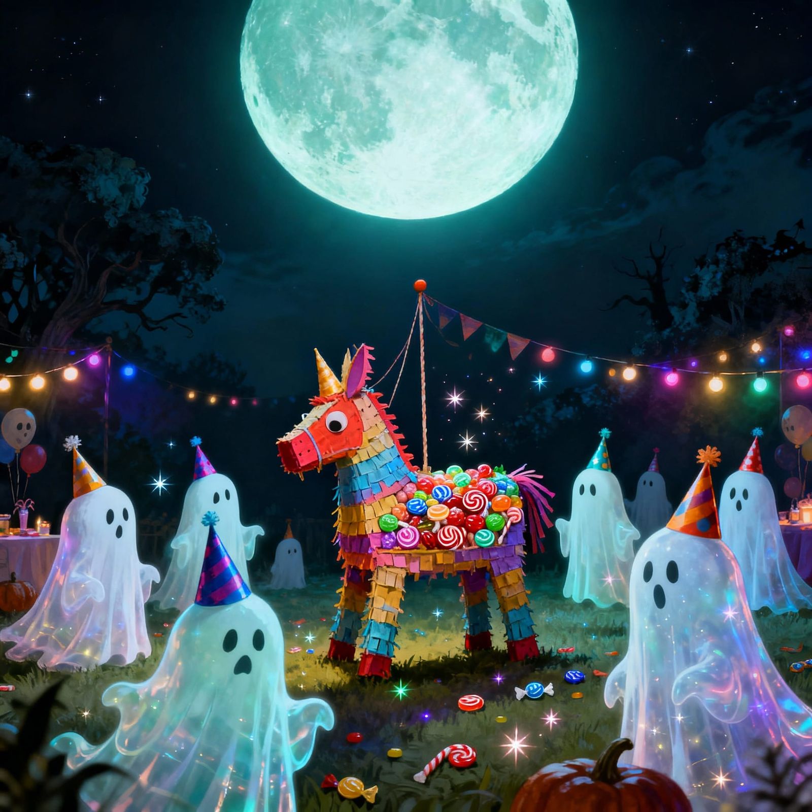 Ghostly Birthday Bash with Moonlit Piñata Fun