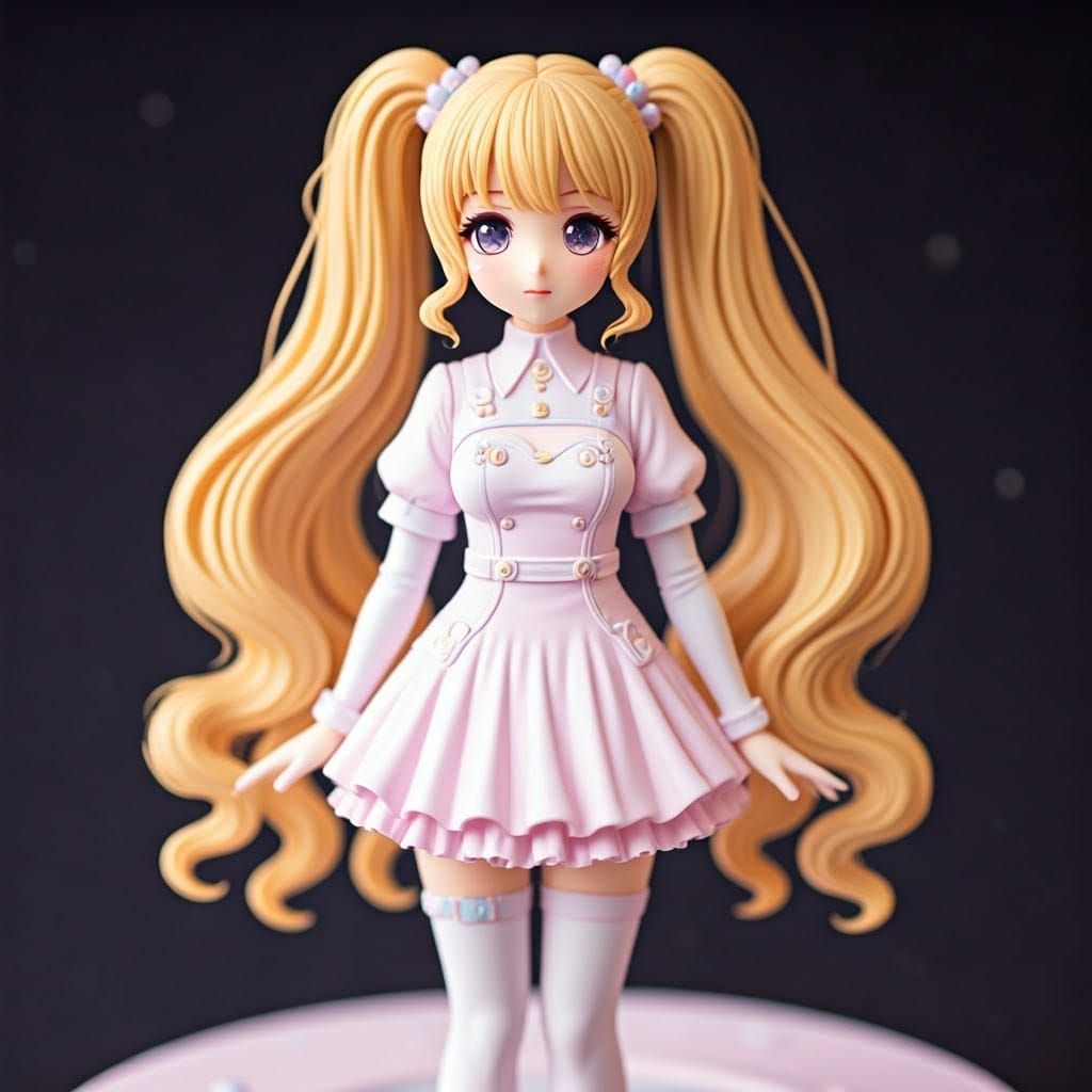 Anime Woman in Sci-Fi Dress with Pastel Accents