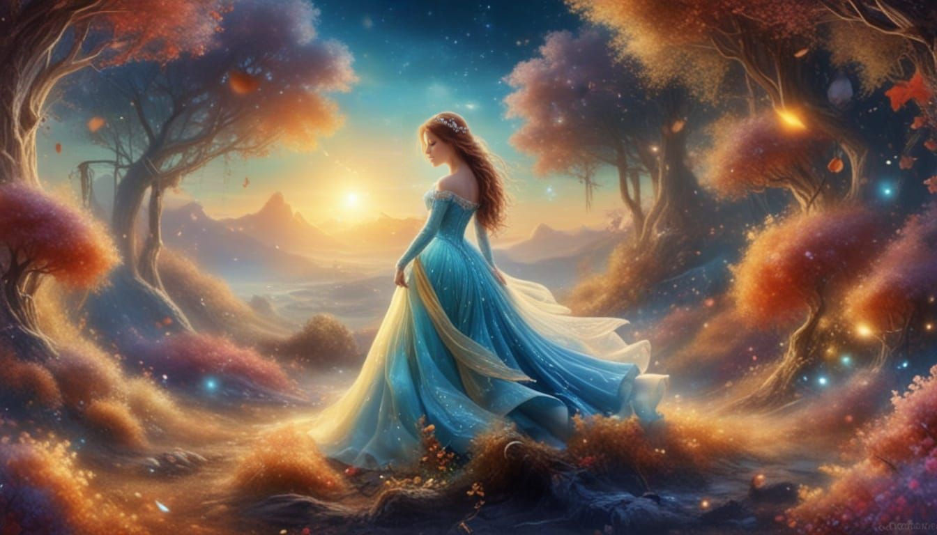 Surreal Cosmic Fantasy with Vibrant Light Effects and Ethere...