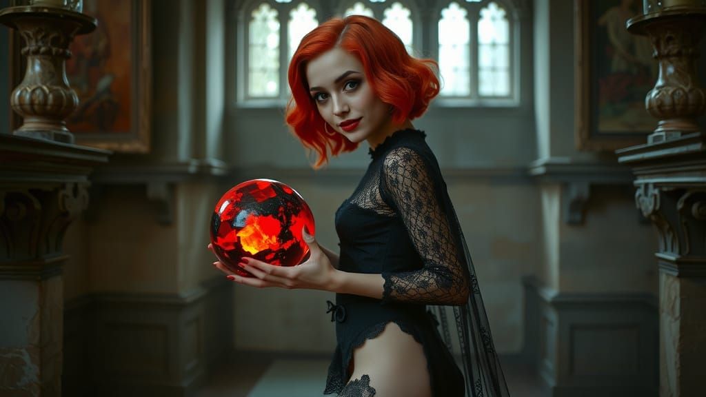 Mystifying Vampiress with Crystal Ball