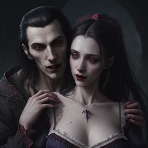 Dracula's Embrace: A Dark Fantasy Scene