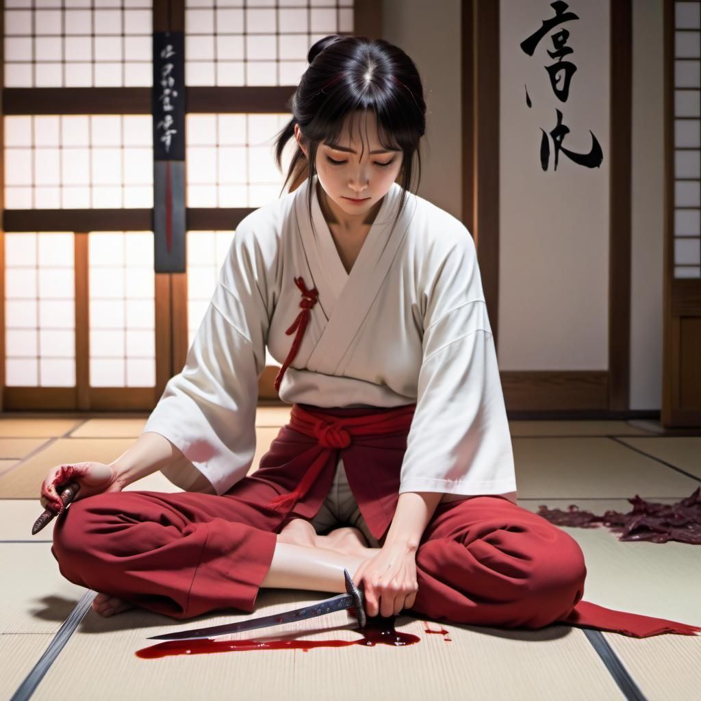 Mieko cleaning her tools (Seasons of the Sword)