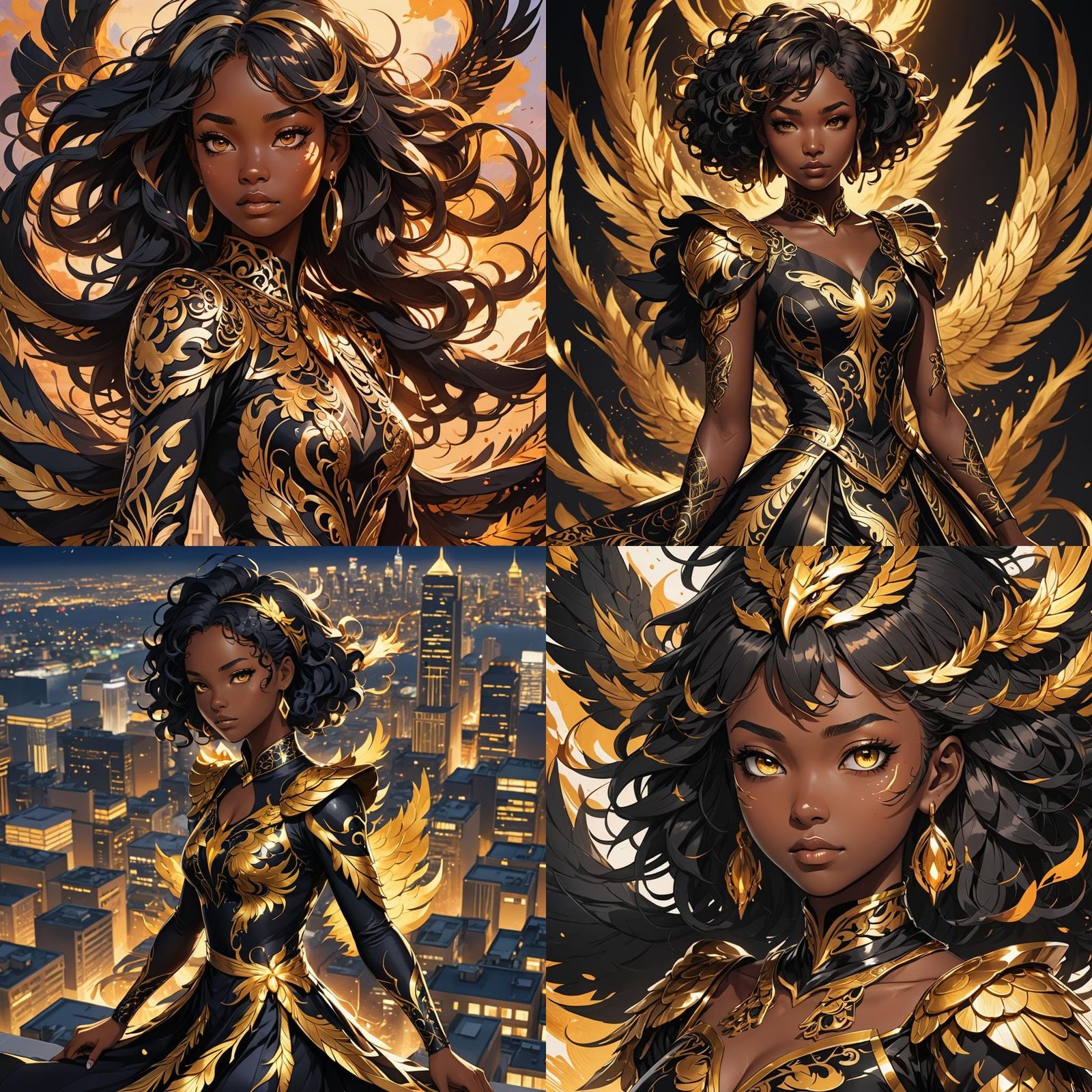 Surreal Anime Phoenix Goddess Portrait with Deep Colors