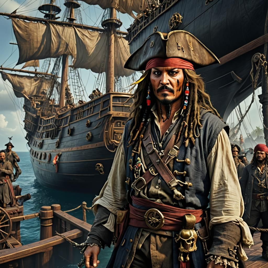 Jack Sparrow and Captain Salazar: Detailed Digital Art