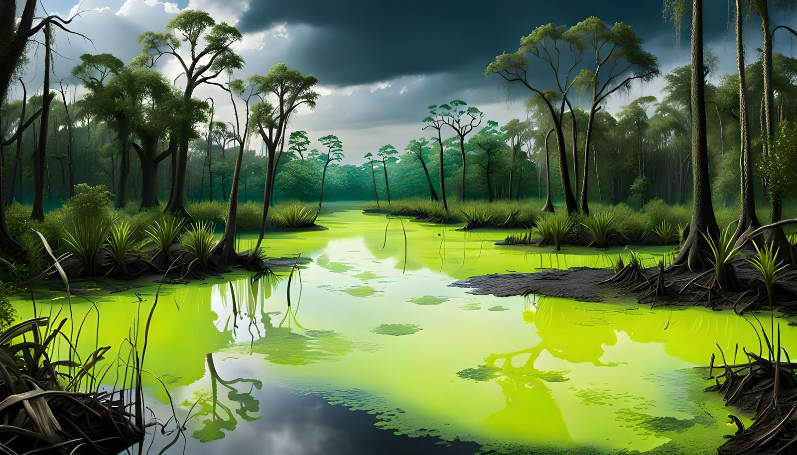 Realistic Southern Live Oak in Active Swamp