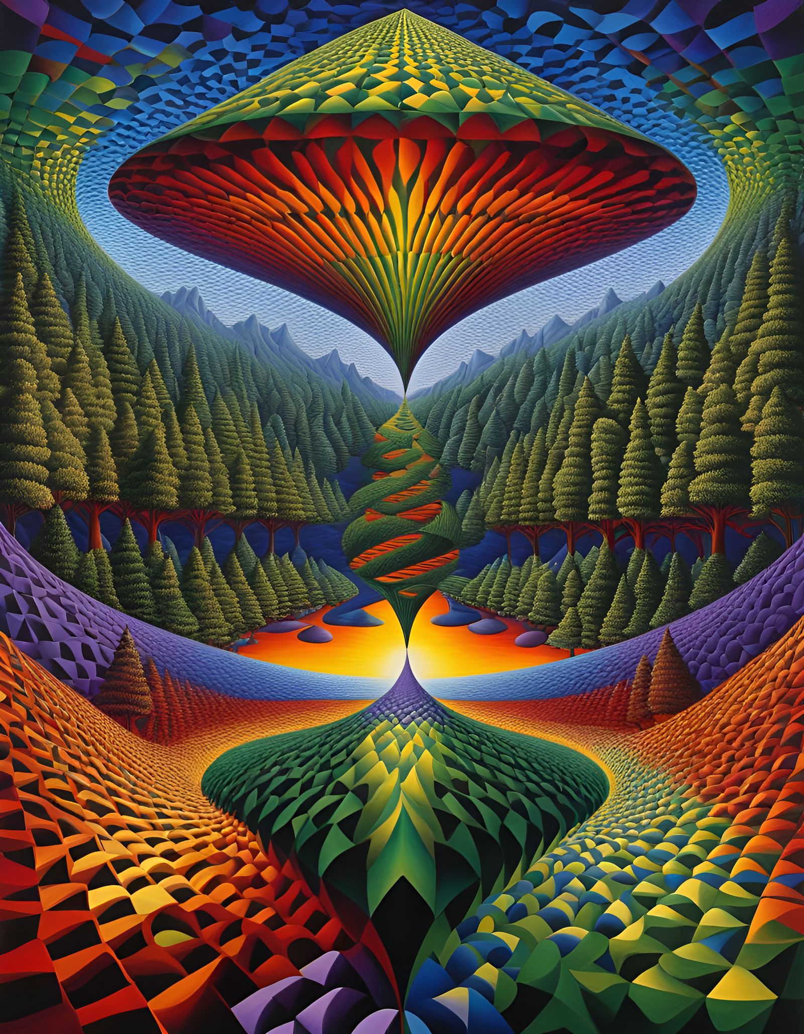 Surreal Optical Illusion Inspired by Escher and Dali