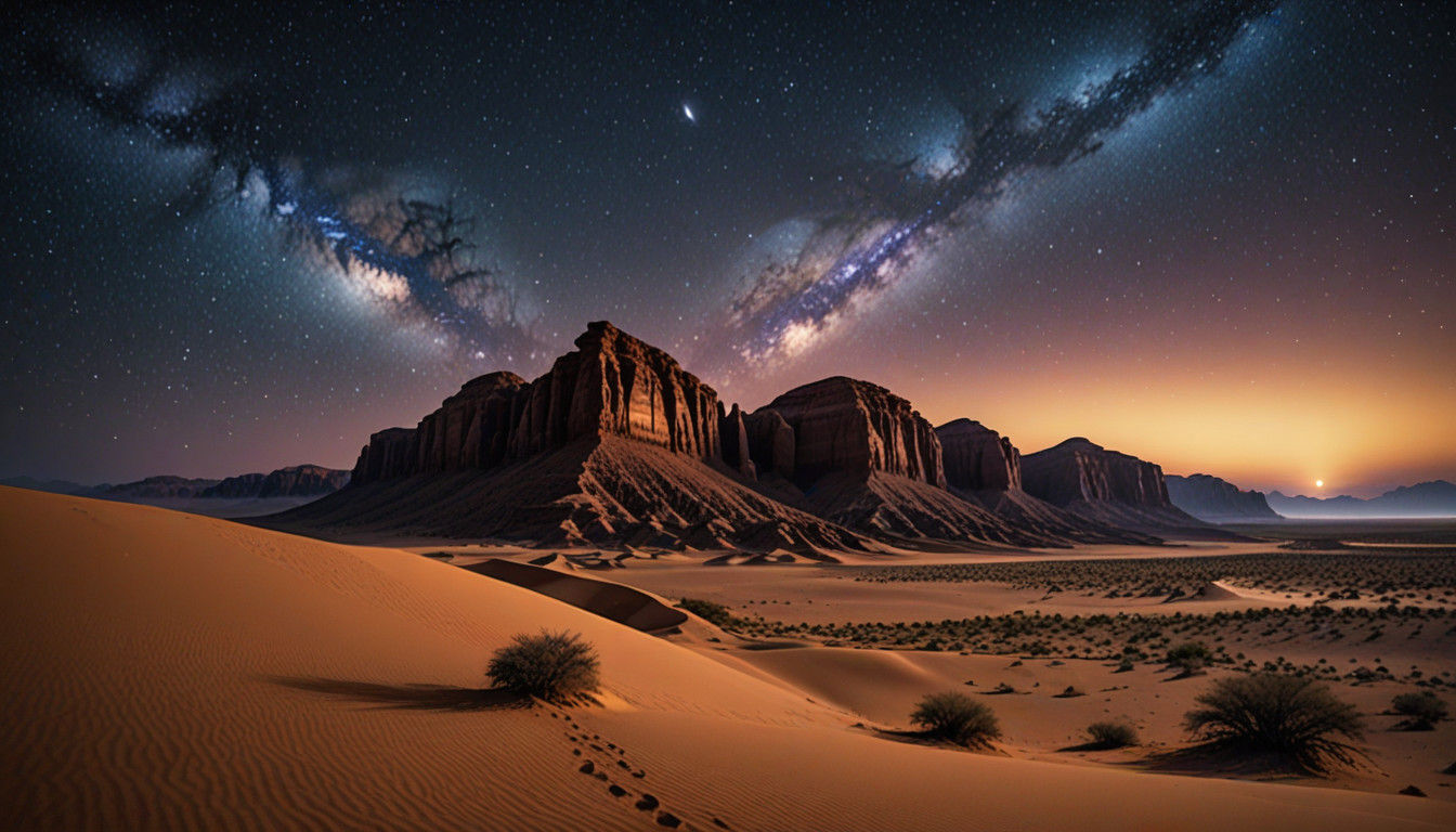 Ethereal Pharaoh Queen Radiates Mystique Under Desert Skies