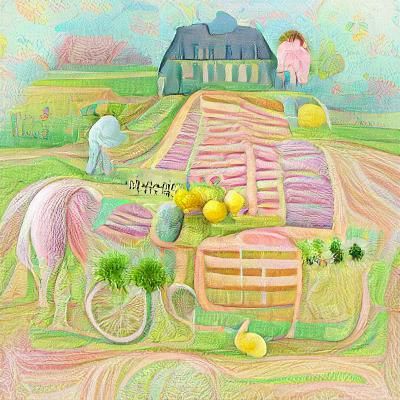 Charming French Farm Digital Illustration