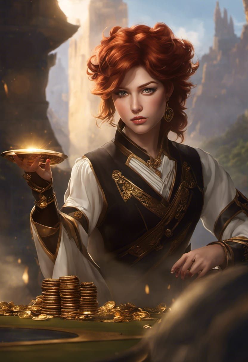 Halfling Gambler with Copper Skin in Detailed Tavern