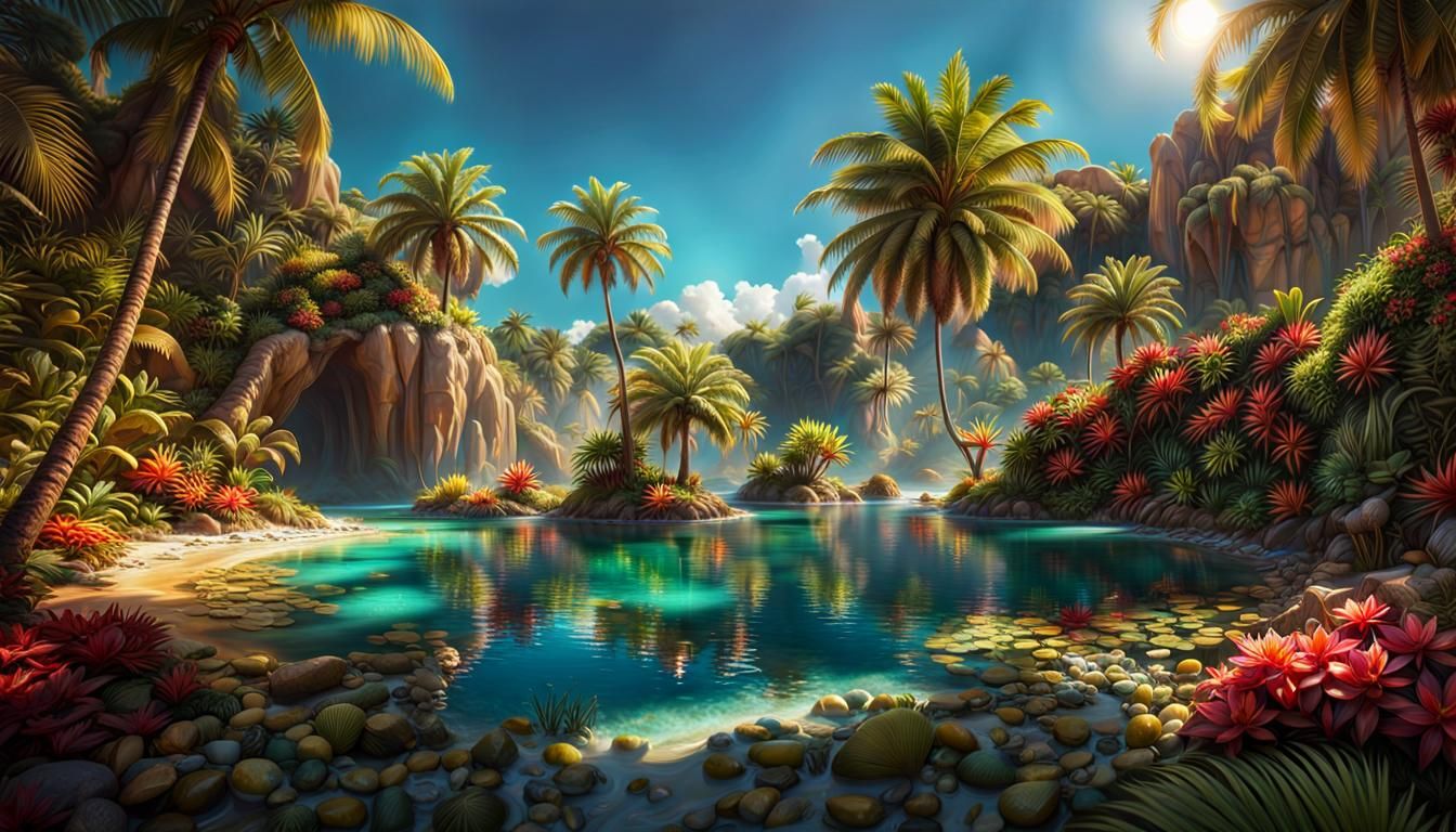 Desert Island Oasis: 3D Rendered Masterpiece