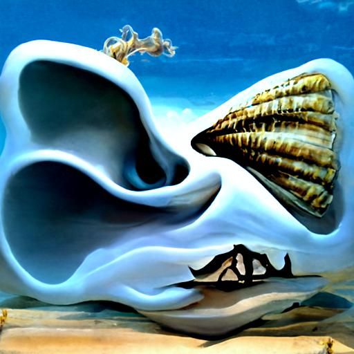 Surreal Seashell: Wind as a Melting Oil Painting