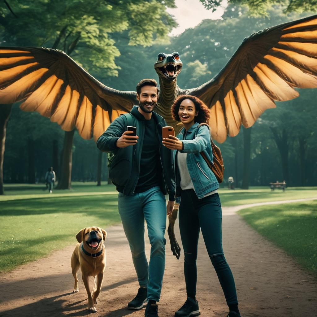 Couple's Selfie Interrupted by Alien Dog