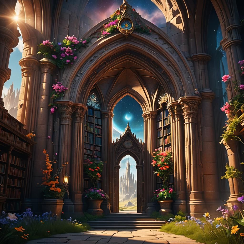 Cosmic Library Door to Velvet Planet Flower Library