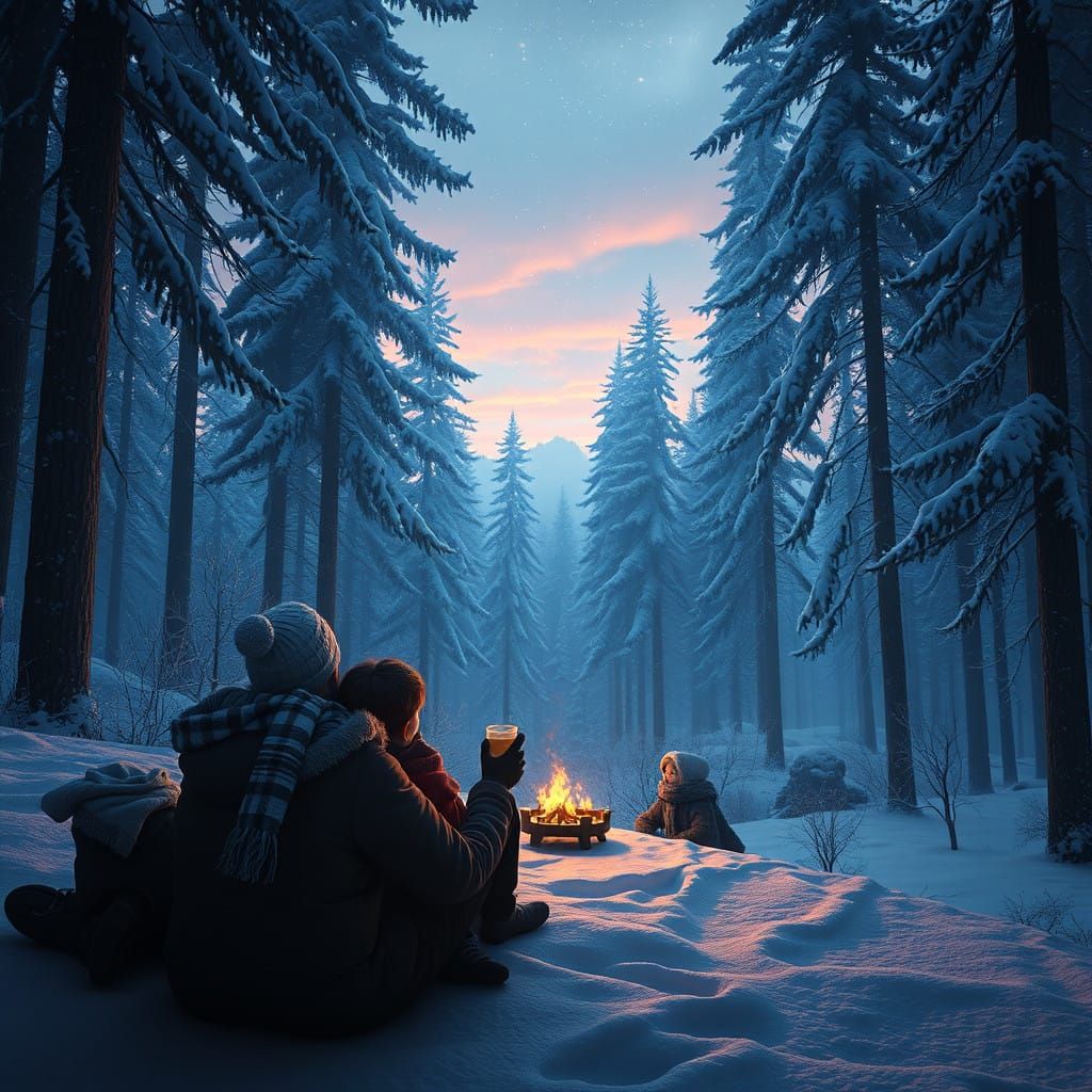Winter Forest Movie Night in Vibrant Colors