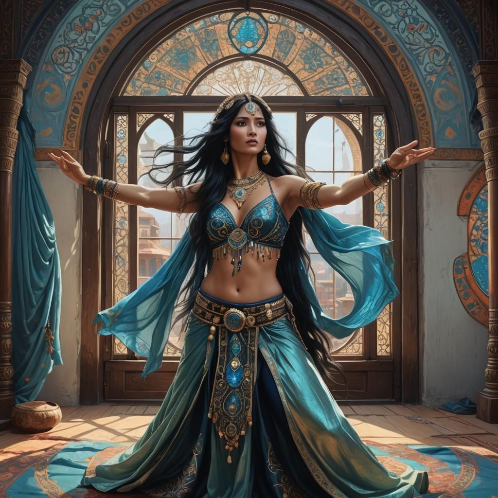 Majestic Oriental Belly Dancer in Opalescent Light