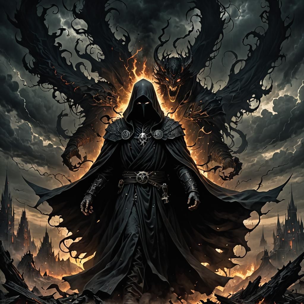 Sinister Dark Entity Shrouded in Shadows