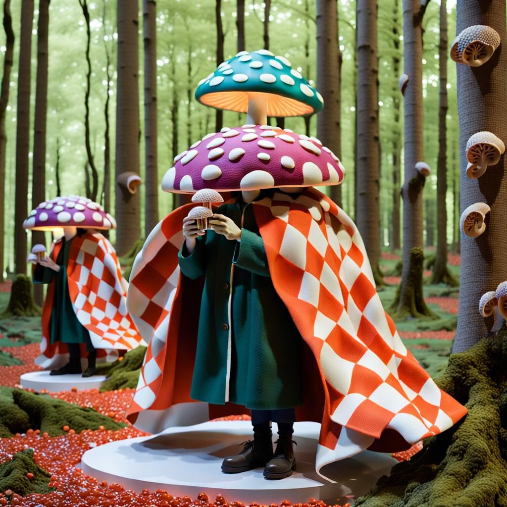 Surreal Sculpture: Activists and Glowing Mushrooms