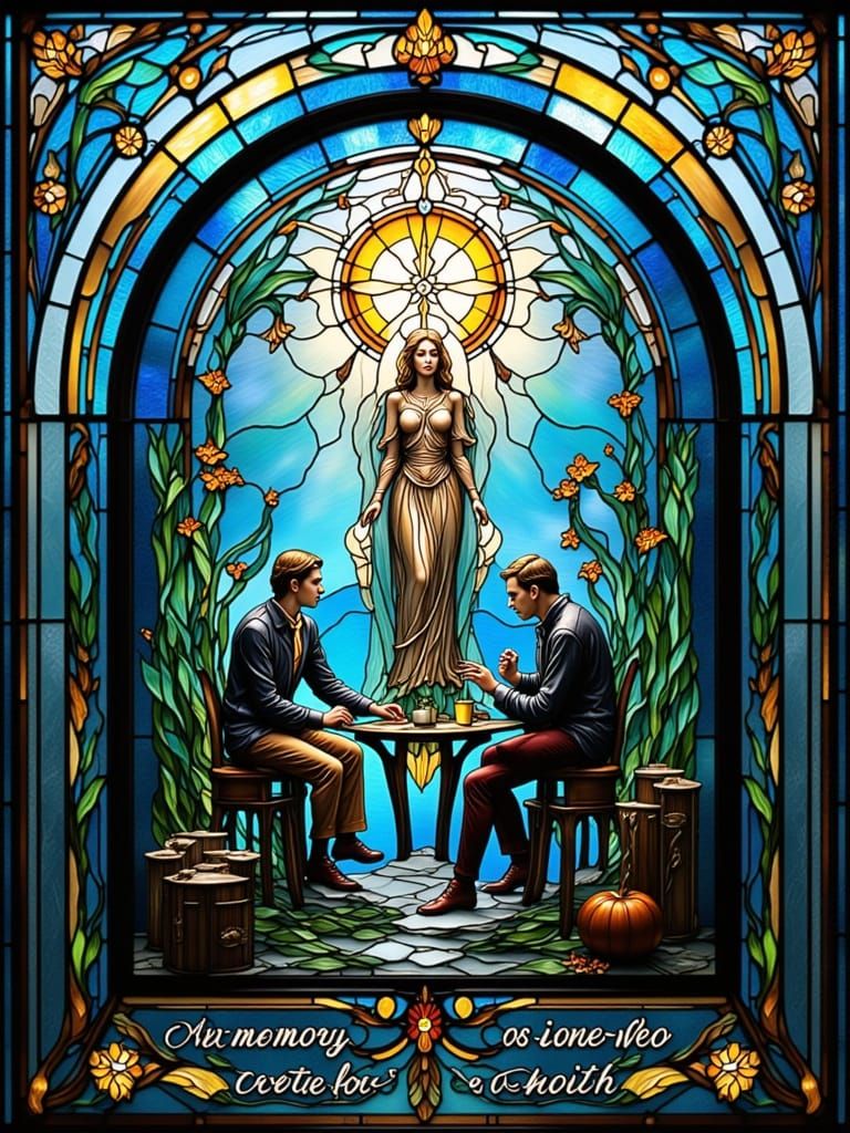 Stained Glass Window in the Style of Louis Comfort Tiffany