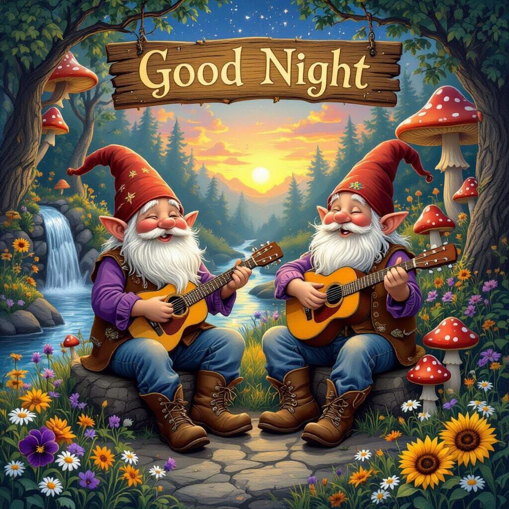 Gnomes' Starry Night Music in Fairy Woods