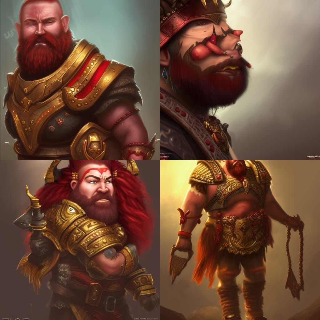 Dwarven Cleric with Red Mohawk, Fantasy Art