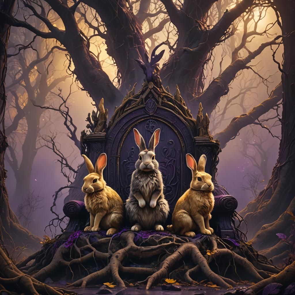 Rabbits on a Throne: Dark Fantasy Concept Art