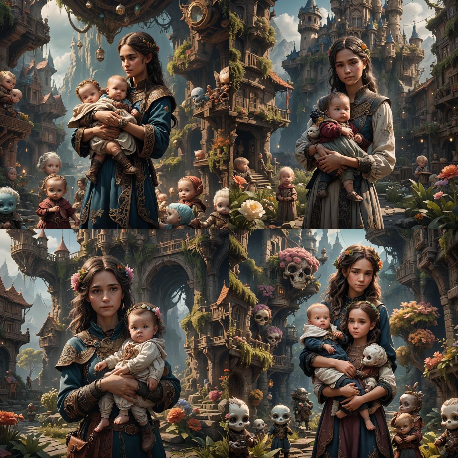 Heartwarming Sibling Portrait in Detailed Matte Painting