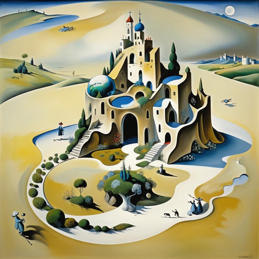 Surreal Landscape Inspired by Dali and Chagall