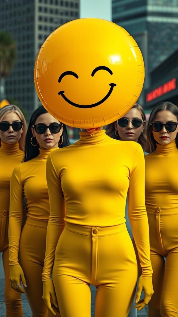 Surreal Yellow Balloon Ladies in Los Angeles