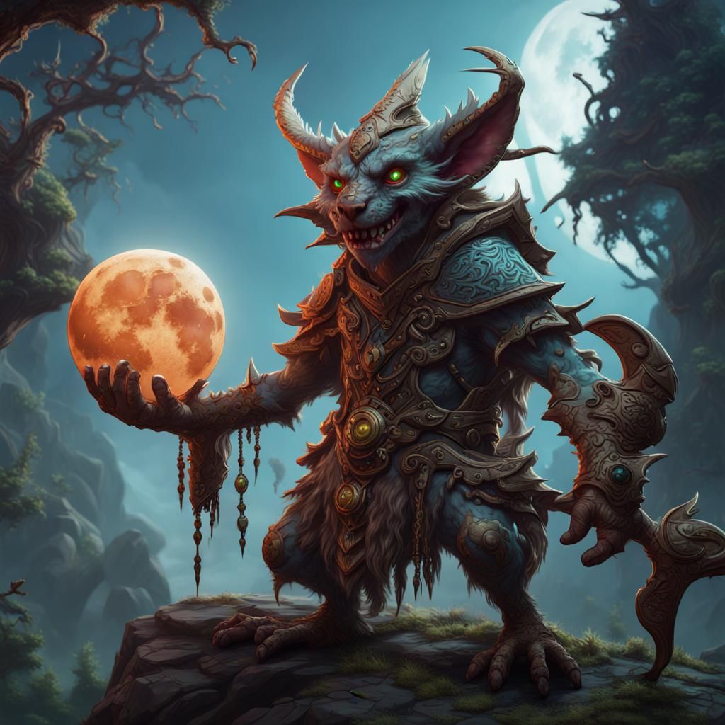 Kobold Moon Druid in Detailed Matte Painting