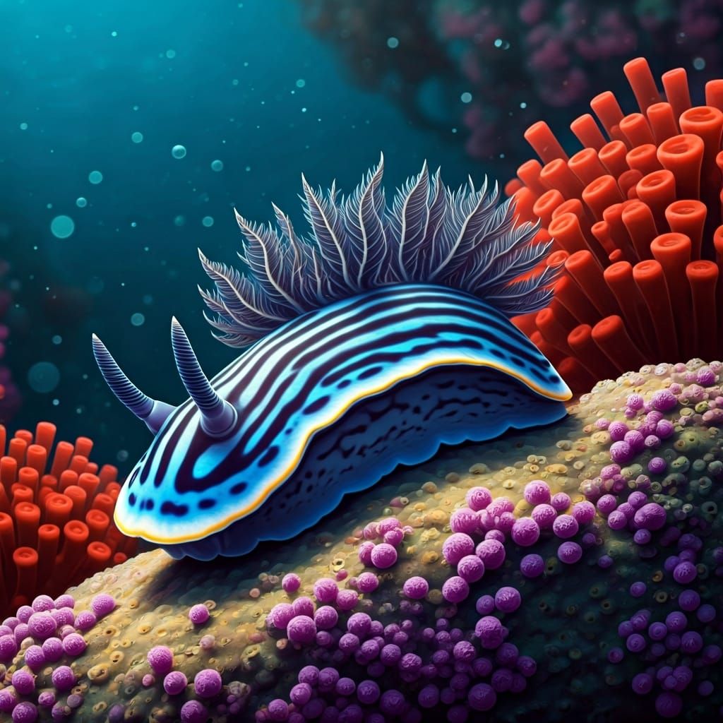 Adorable Nudibranch Undersea Scene as Biological Illustratio...