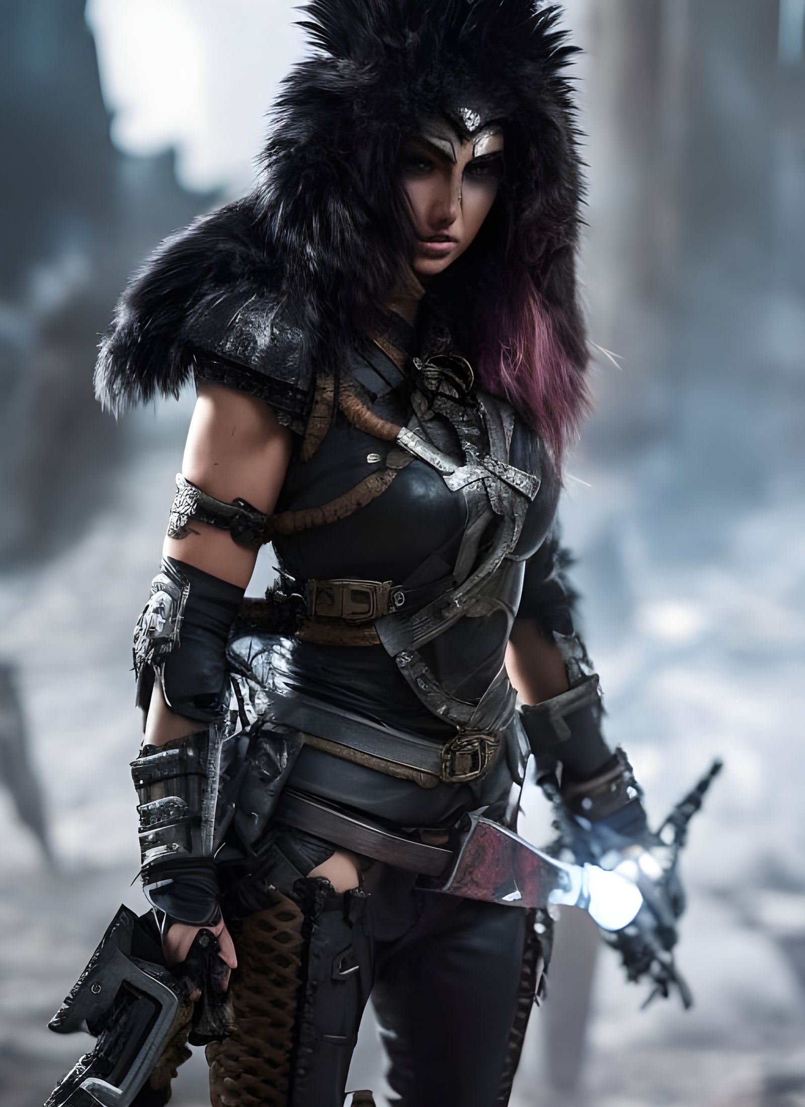 Aetherpunk Berserker: Ana de Armas as Norse Warrior