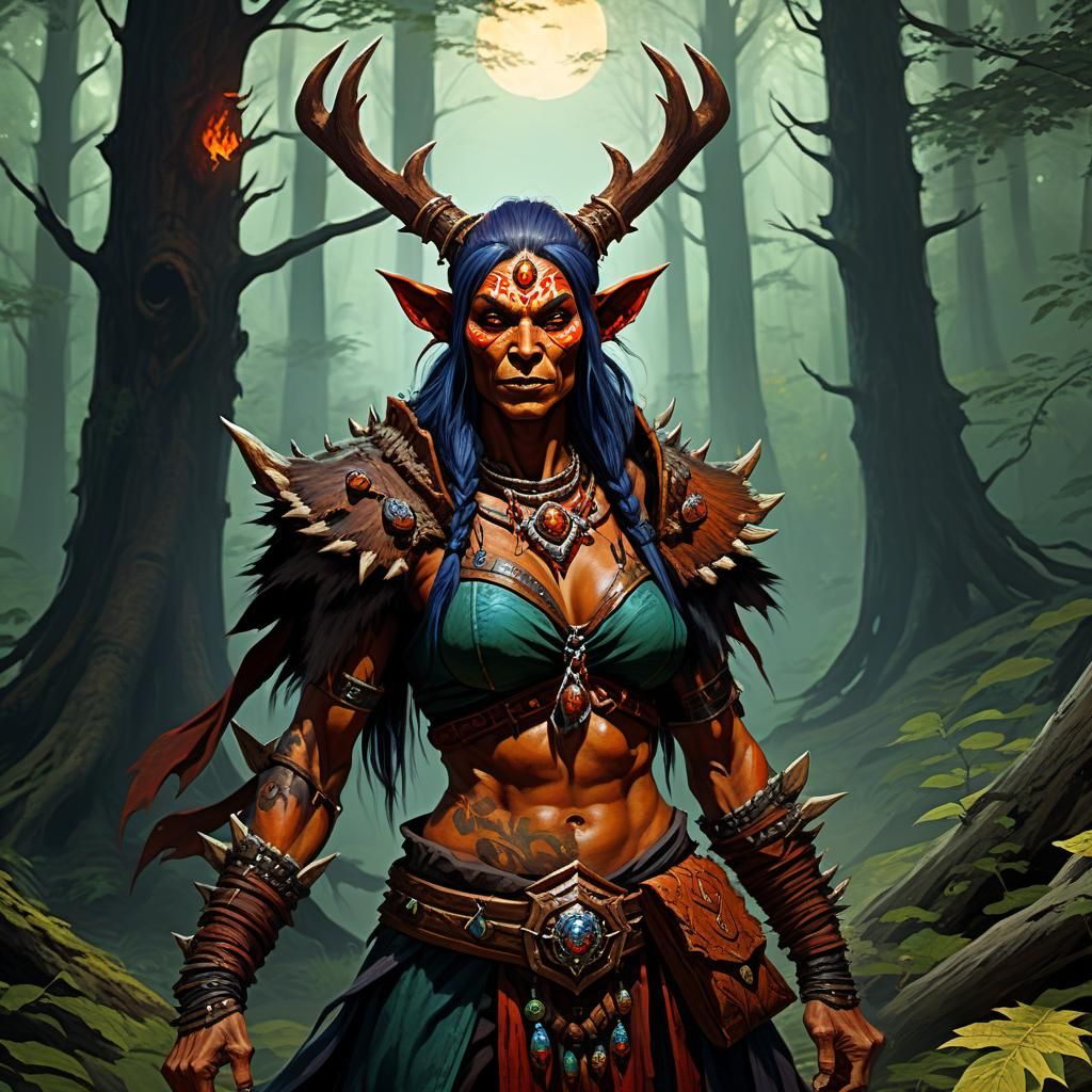 Fantasy Hobgoblin Shaman in Forest