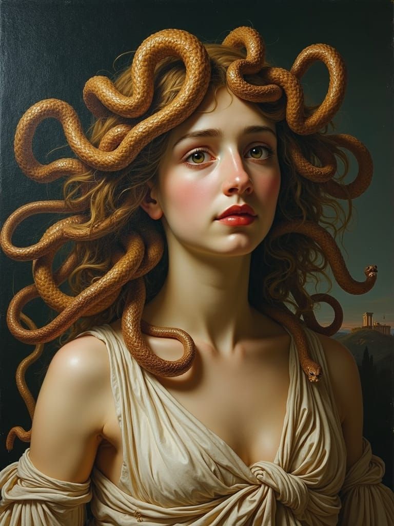 Medusa with Snakes for Hair, Renaissance Painting
