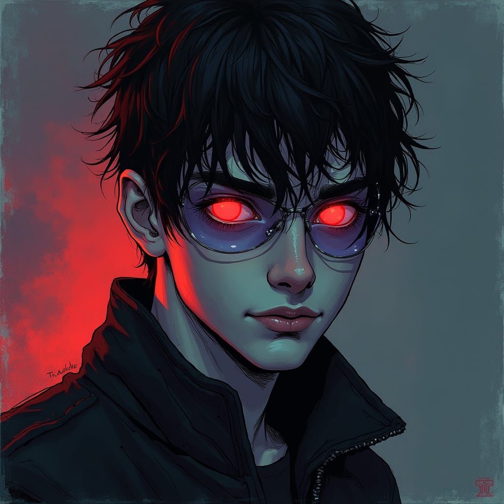 Intense Portrait in Dark Futuristic Style
