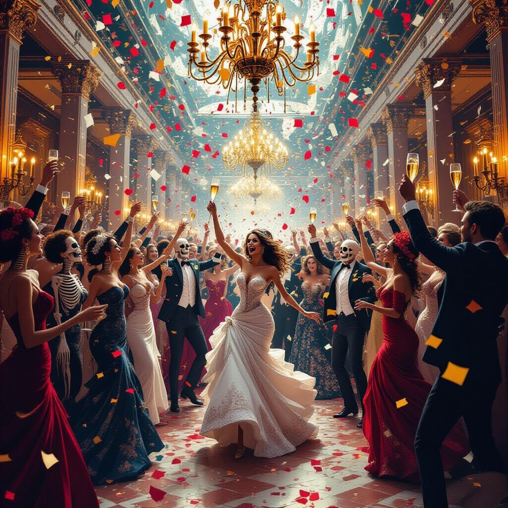 Skeletons Celebrate New Year's Eve Ball in Fantasy Style
