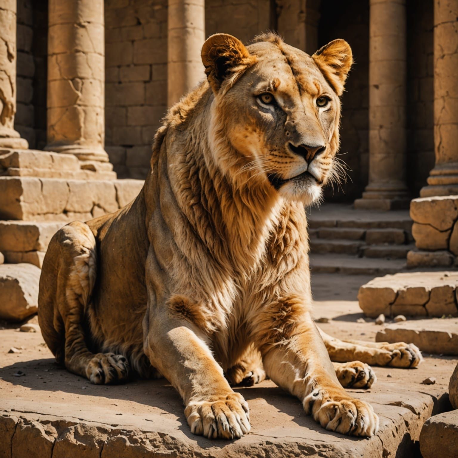 Majestic Nemean Lioness in Ancient Greek Art Style