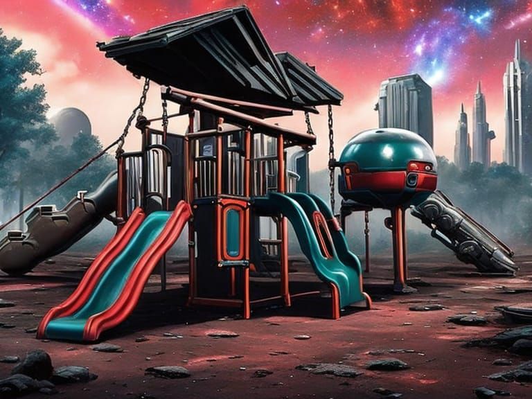 Abandoned Galactic Playground in Dystopian Style