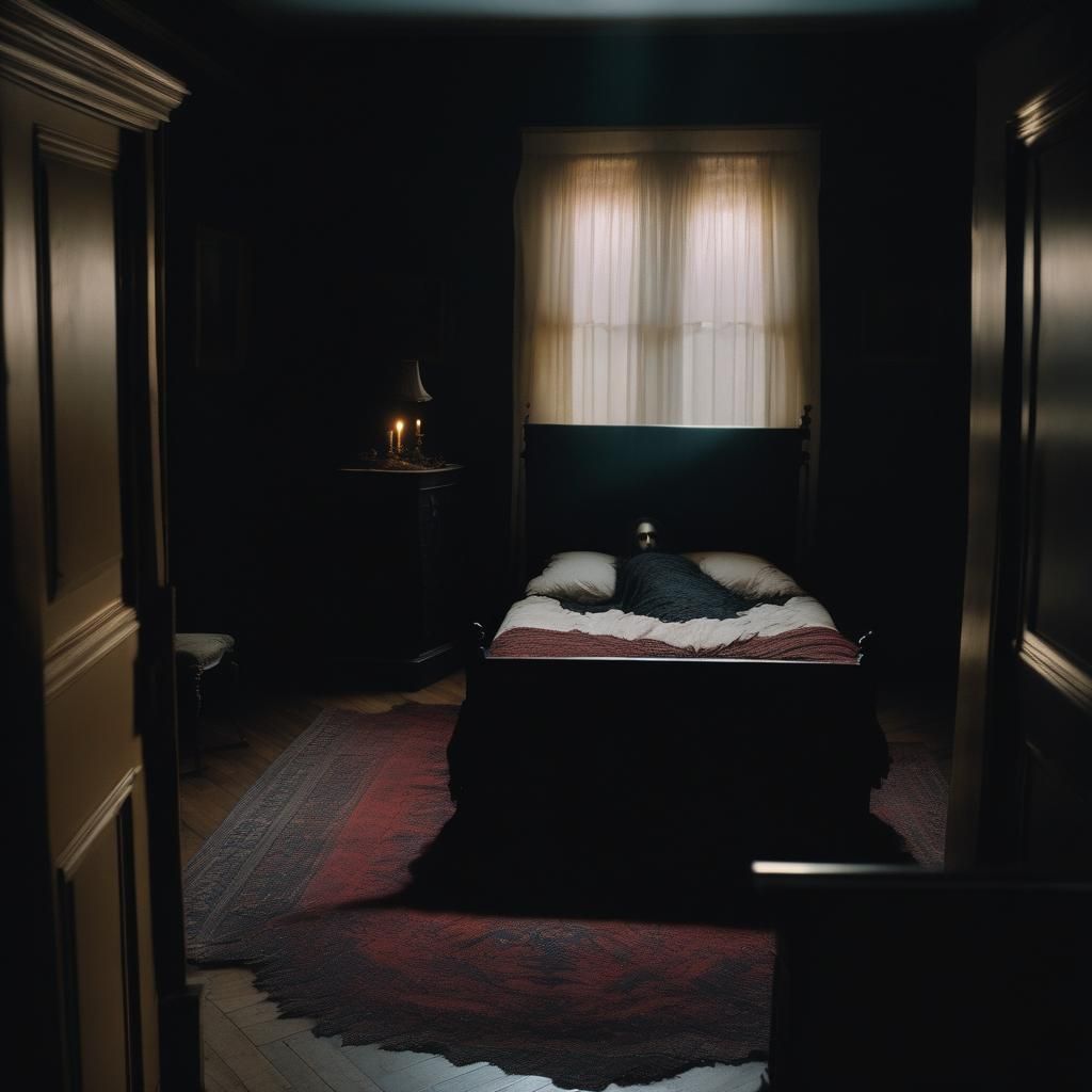 Cryptid Monster Horror Scene in Bedroom