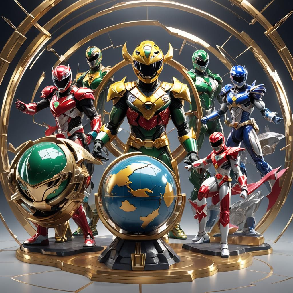 Mighty Morphin Power Rangers Globe in 3D Anime Style
